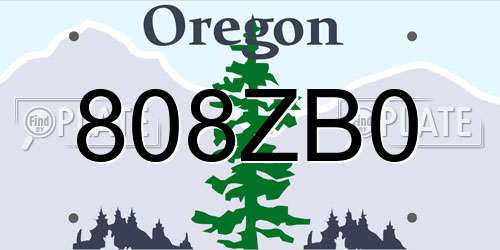 808ZB0 Oregon License Plate