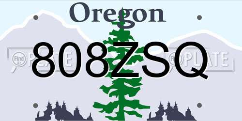 808ZSQ Oregon License Plate