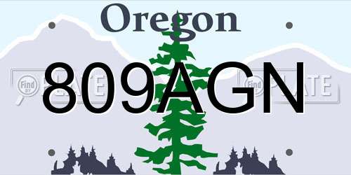809AGN Oregon License Plate