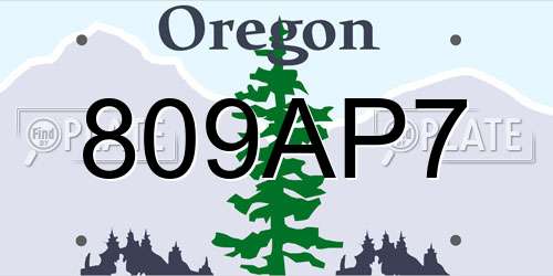 809AP7 Oregon License Plate