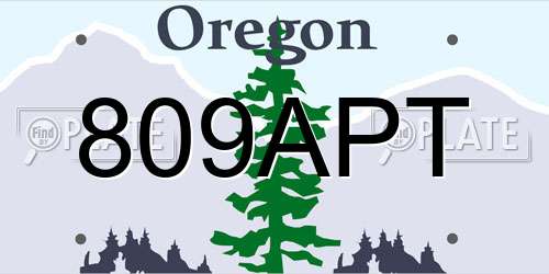 809APT Oregon License Plate