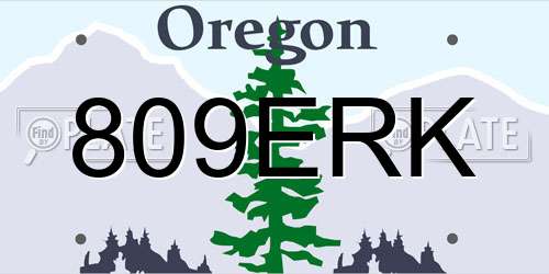 809ERK Oregon License Plate