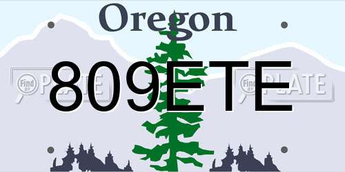 809ETE Oregon License Plate
