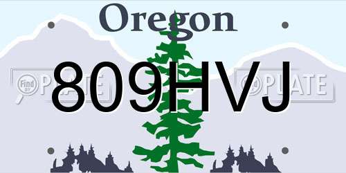 809HVJ Oregon License Plate