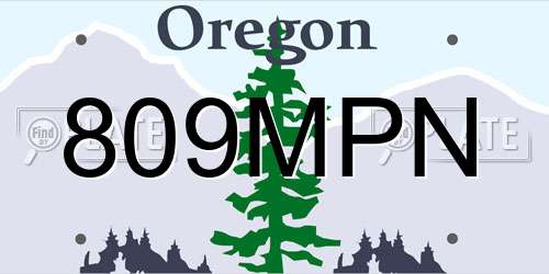 809MPN Oregon License Plate