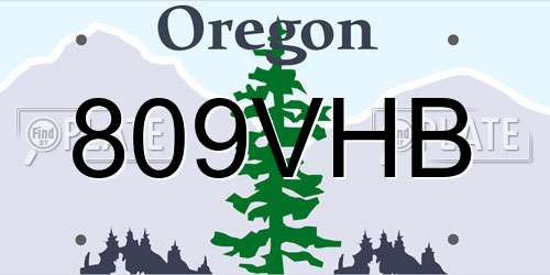 809VHB Oregon License Plate