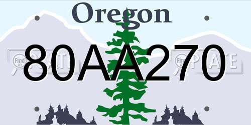 80AA270 Oregon License Plate
