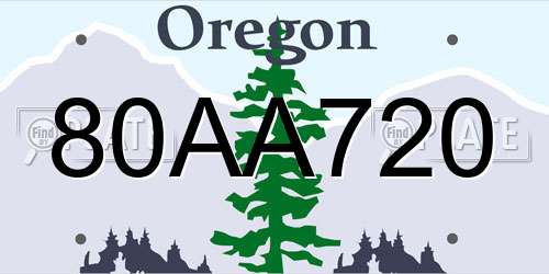80AA720 Oregon License Plate