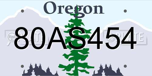 80AS454 Oregon License Plate