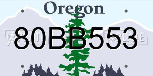 80BB553 Oregon License Plate