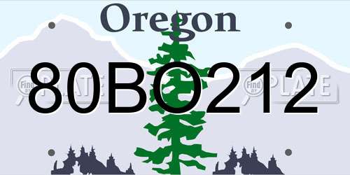 80BO212 Oregon License Plate