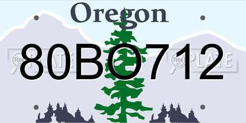 80BO712 Oregon License Plate