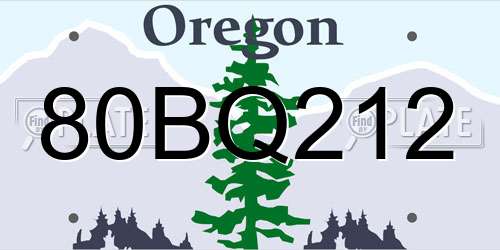 80BQ212 Oregon License Plate