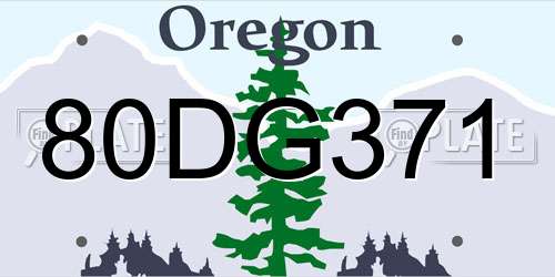 80DG371 Oregon License Plate