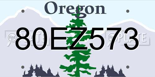 80EZ573 Oregon License Plate