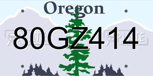 80GZ414 Oregon License Plate