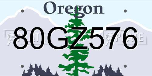 80GZ576 Oregon License Plate