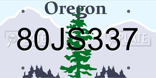 80JS337 Oregon License Plate