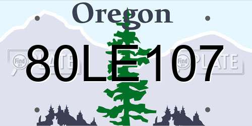 80LE107 Oregon License Plate