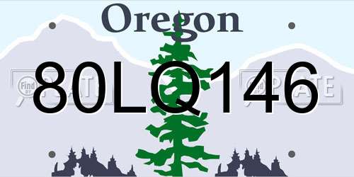 80LQ146 Oregon License Plate