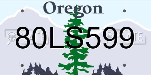 80LS599 Oregon License Plate