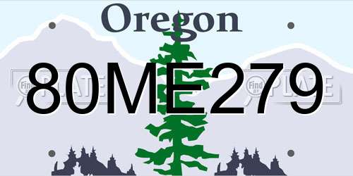 80ME279 Oregon License Plate
