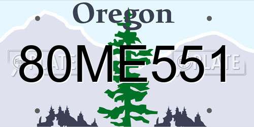 80ME551 Oregon License Plate