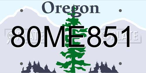 80ME851 Oregon License Plate