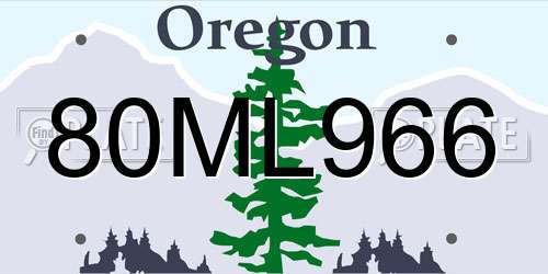 80ML966 Oregon License Plate