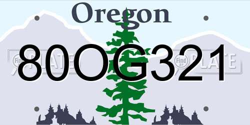 80OG321 Oregon License Plate