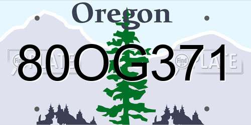 80OG371 Oregon License Plate