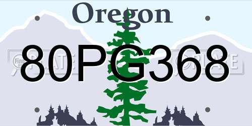 80PG368 Oregon License Plate