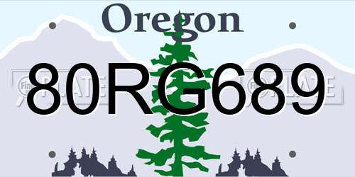 80RG689 Oregon License Plate