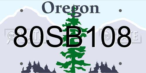 80SB108 Oregon License Plate