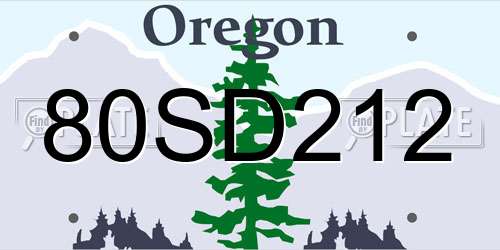 80SD212 Oregon License Plate