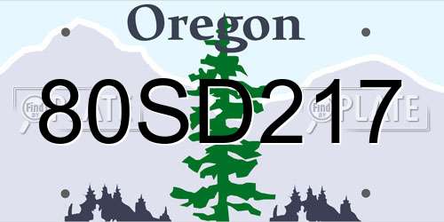 80SD217 Oregon License Plate