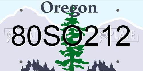 80SO212 Oregon License Plate