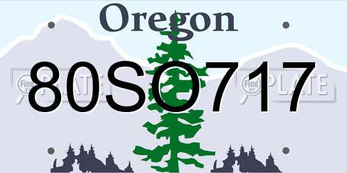 80SO717 Oregon License Plate