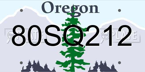 80SQ212 Oregon License Plate