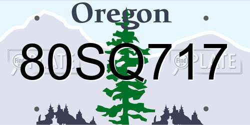 80SQ717 Oregon License Plate