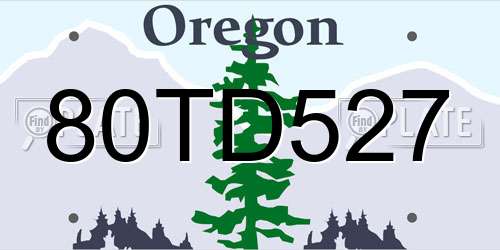 80TD527 Oregon License Plate