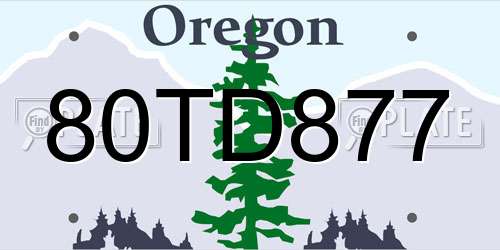 80TD877 Oregon License Plate