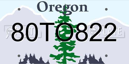 80TO822 Oregon License Plate