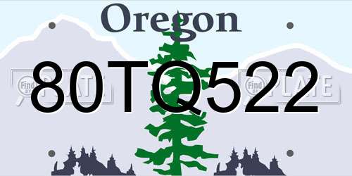 80TQ522 Oregon License Plate