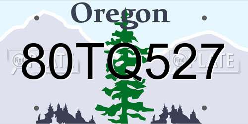 80TQ527 Oregon License Plate