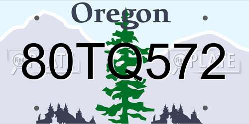 80TQ572 Oregon License Plate