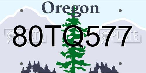 80TQ577 Oregon License Plate