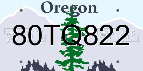 80TQ822 Oregon License Plate