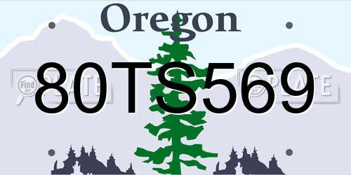 80TS569 Oregon License Plate