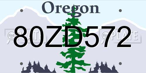 80ZD572 Oregon License Plate